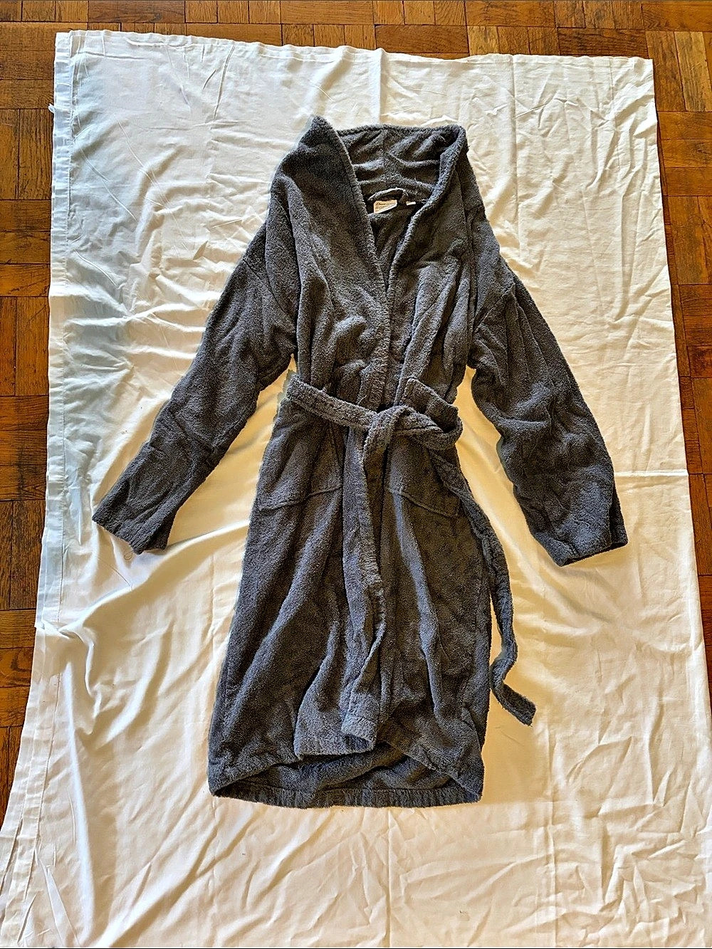 Linum Home Textiles Charcoal Grey Turkish Cotton Robe women’s S/M, Belted